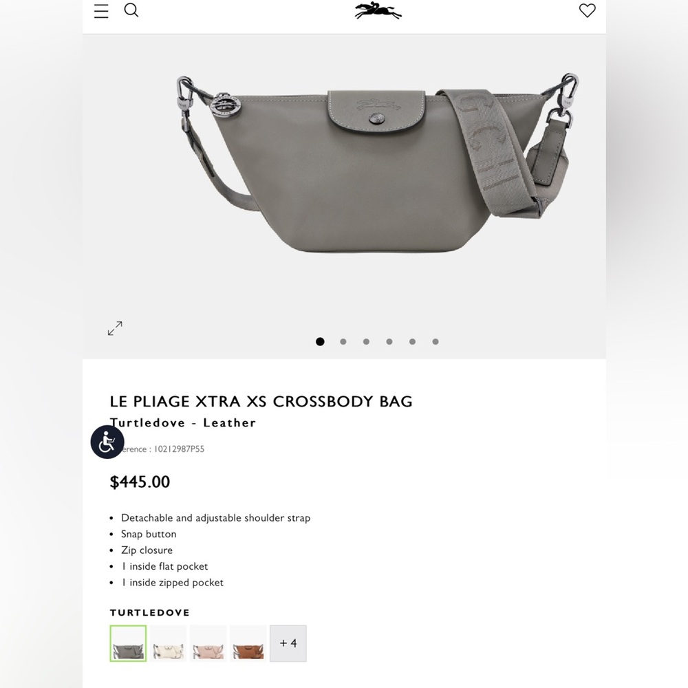 New Longchamp Le Pliage XS Crossbody Bag Beige with Detachable Strap & Dust Bag